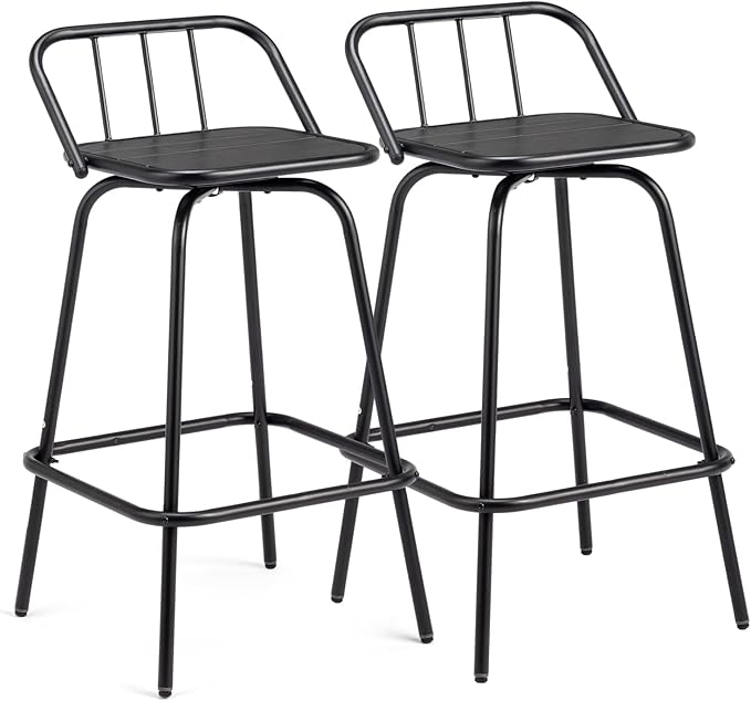 VINGLI 2 PCS Outdoor Swivel Bar Stools, 30 Inch Metal Barstools by VINGLI