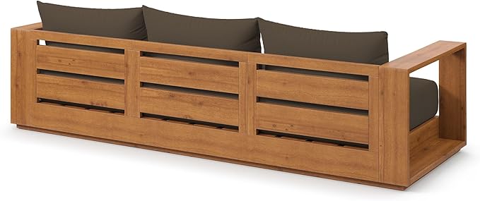 Modway Tahoe Acacia Wood Outdoor Patio Sofa in Natural Cocoa - Image 11