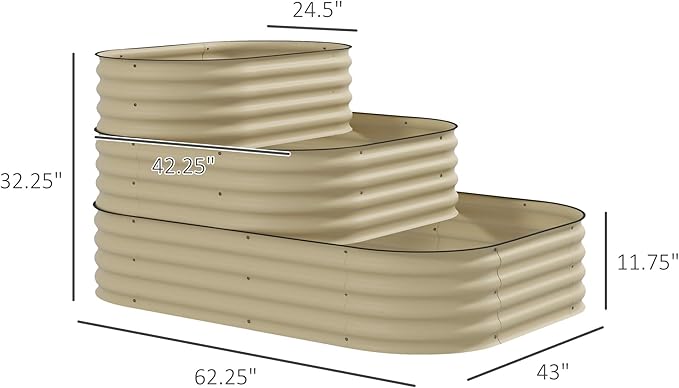 Outsunny 3-Tier Galvanized Steel Raised Garden Bed Kit, 62.25" x 43" x 32.25" - Image 7