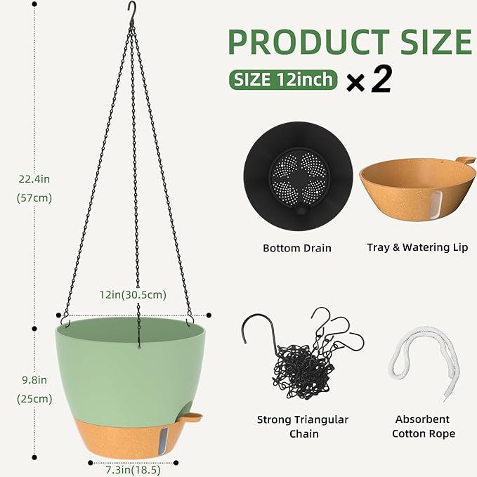ZMTECH 12 Inch Hanging Planters - Image 2