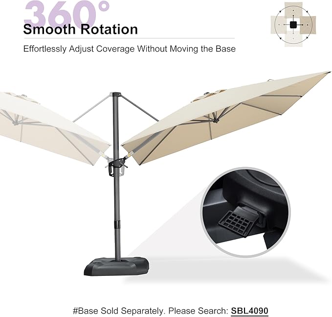 PURPLE LEAF 9 Feet Patio Umbrella Outdoor Cantilever Square Umbrella Aluminum - Image 7