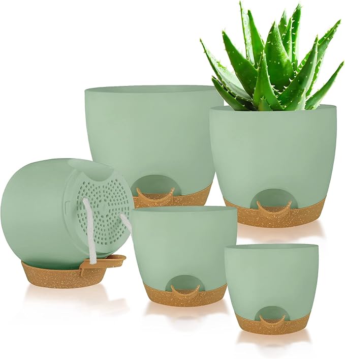 Self Watering Planters with Drainage Holes Reservoir, Nursery Planting Pot - Image 8
