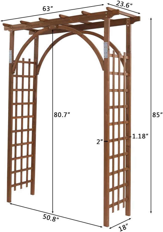 VINGLI 85in Wooden Arbor Garden Arch, Wedding Arch - Image 6
