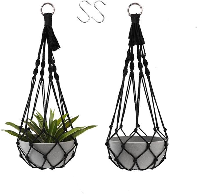 Artilady Black Plant Hanger Macrame Hanging Planter by Artilady