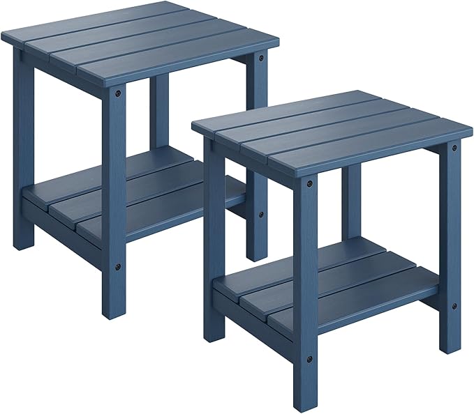 GarveeLife Adirondack Outdoor Side Table 18 x 15 in, HDPE 2-Tier Patio Side by GarveeLife