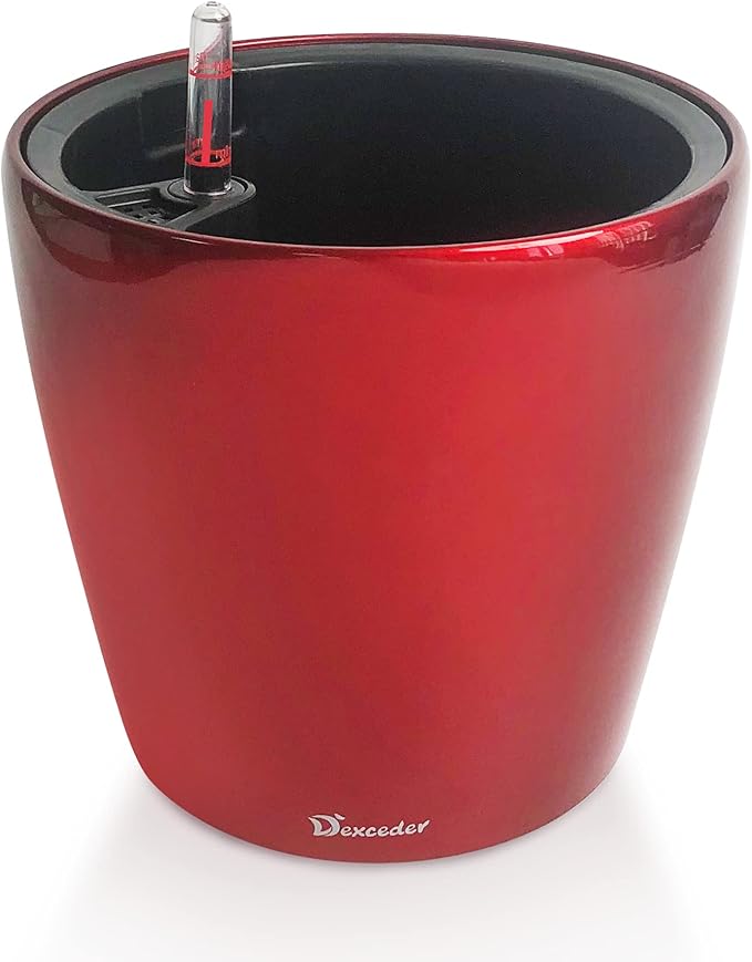 Dexceder 11x10 Inches High Gloss Self Watering Planter Indoor Outdoor, Inner by Dexceder