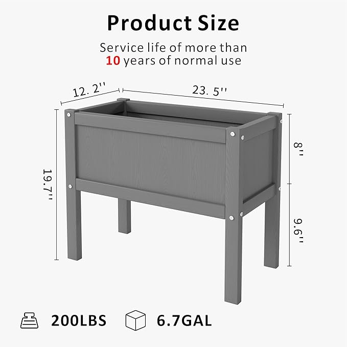 Raised Garden Bed with Drainage Hole Waterproof HDPE Elevated Planter Box with - Image 2