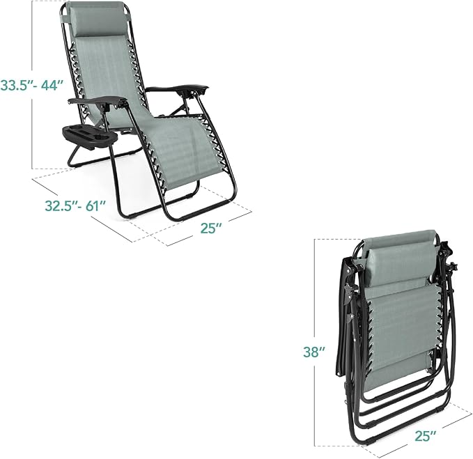 Best Choice Products Set of 2 Adjustable Steel Mesh Zero Gravity Lounge Chair - Image 3