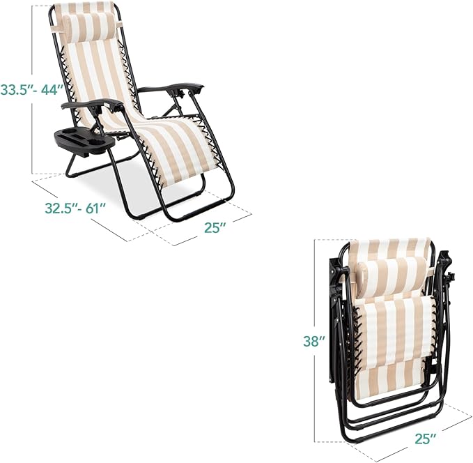Best Choice Products Set of 2 Adjustable Steel Mesh Zero Gravity Lounge Chair - Image 3