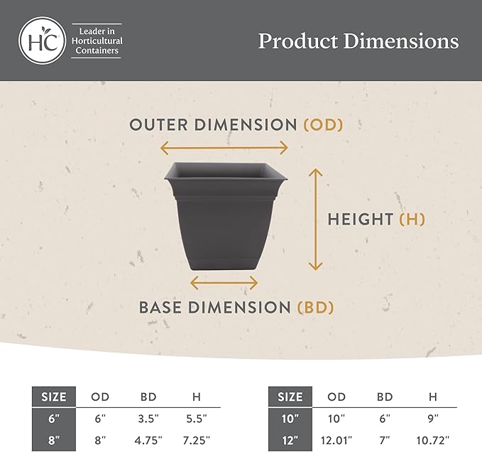 The HC Companies 6 Inch Eclipse Square Planter Pots - Image 5