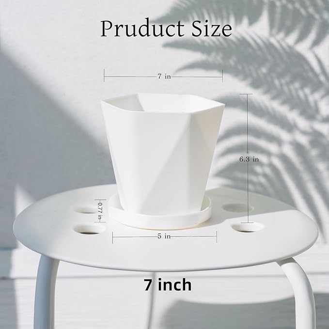 InmeRun Plant Pots Indoor Plastic Flower Pots Outdoor 7 inch Set of 12 Pack - Image 4