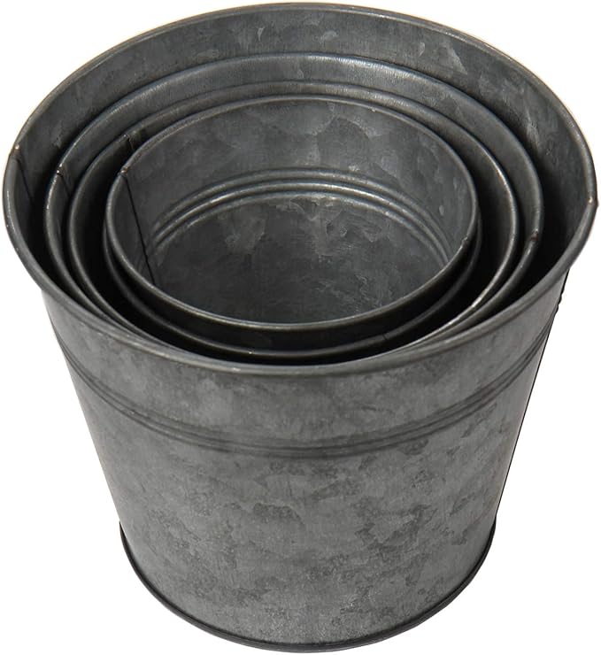 Briful 5 Size Galvanized Buckets Rustic Farmhouse Metal Bucket Galvanized - Image 6