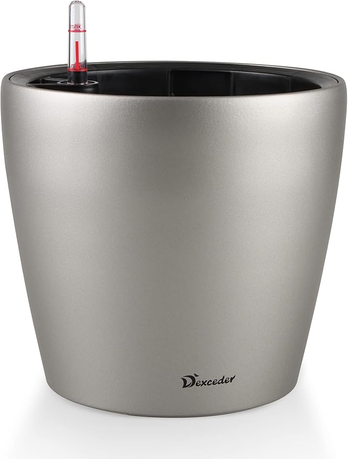 Dexceder 9x8 Inches Self Watering Planter Metallic Matte Indoor Outdoor by Dexceder