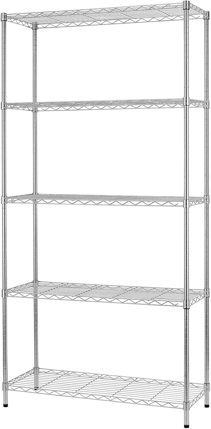 BestOffice | 5-Tier Wire Storage Shelves | 36x14x72 | Chrome | by BestOffice