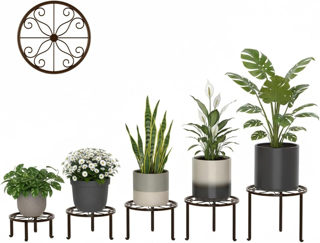 Set of 5 Metal Plant Stand for Heavy Potted Plant for Home Indoor and Outdoor - Image 2