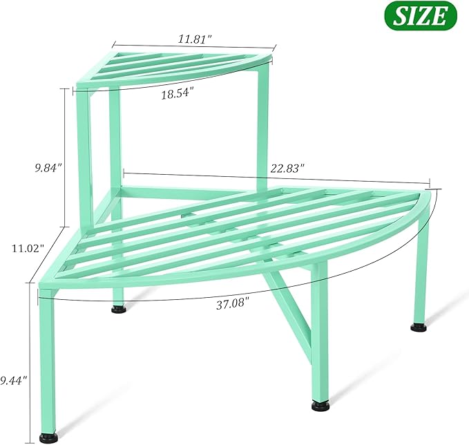 Corner Plant Stand Outdoor Metal, 2 Tier Heavy Duty Ladder Plant Shelf Indoor - Image 5