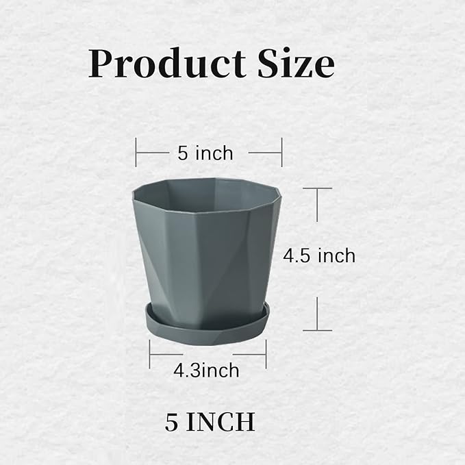 InmeRun Plant Pots Indoor Plastic Flower Pots Outdoor 5 inch Set of 12 Pack - Image 5