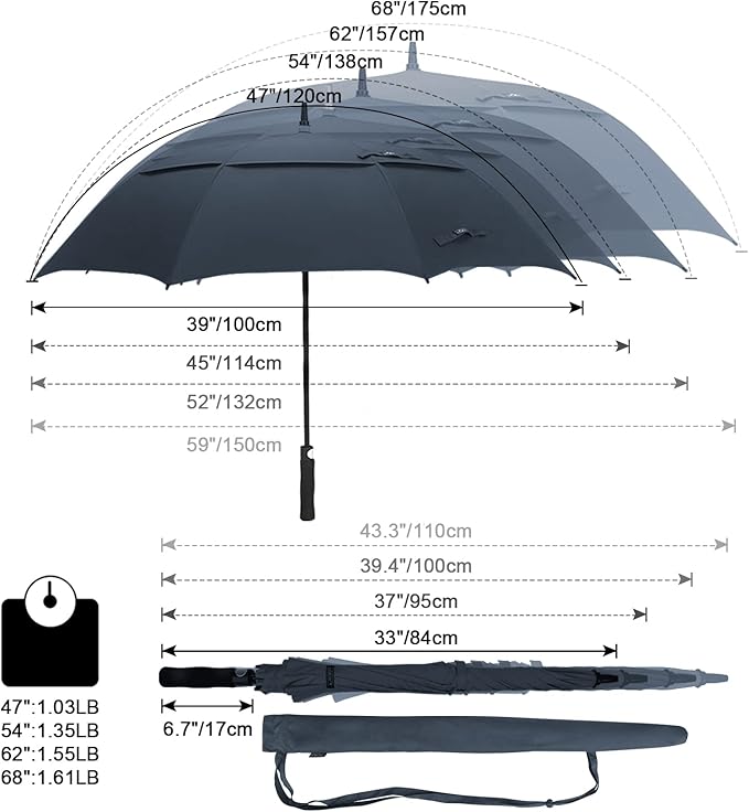G4Free 47/54/62/68/72 Inch Automatic Open Golf Umbrella Oversize Extra Large - Image 2