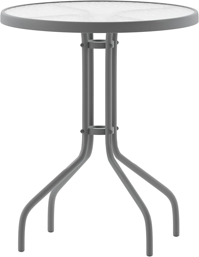 Flash Furniture Bellamy 23.75'' Round Tempered Glass Metal Table by FlashFurniture