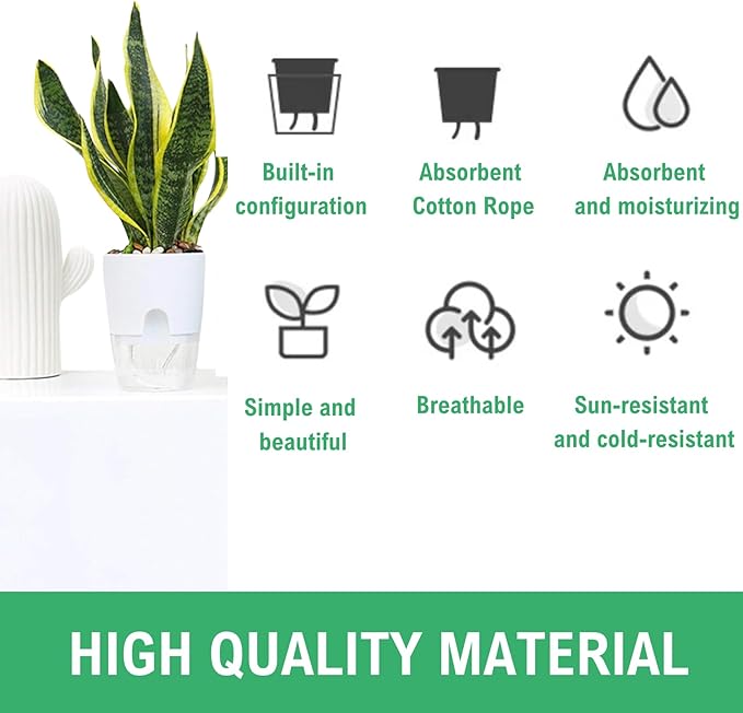 6/4/3Inch Self Watering Planter Pots 3 Pack Plant Pot - Image 7