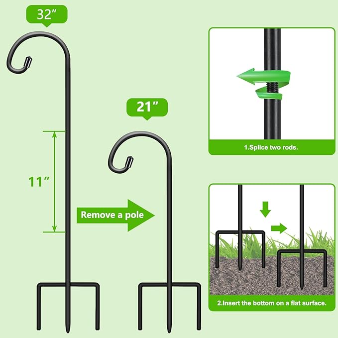 FEED GARDEN Adjustable 32 Inch Shepherd Hooks Rust Resistant Steel Shepard Hooks - Image 7