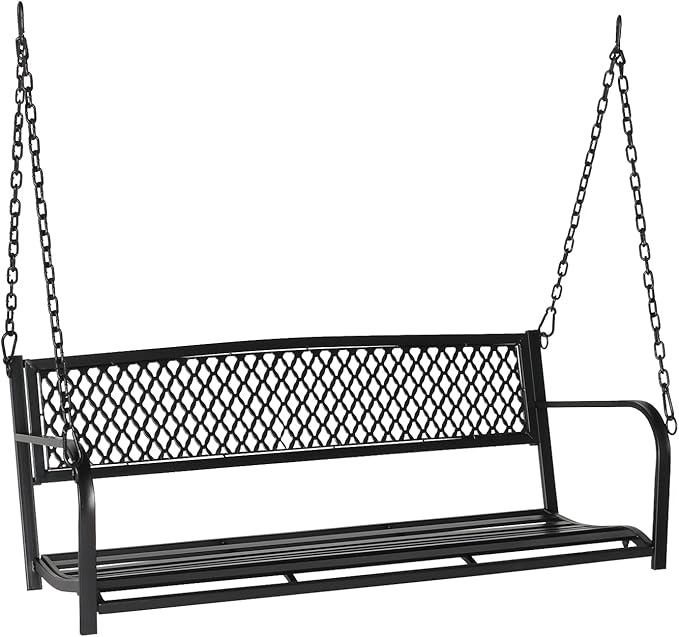 VINGLI Upgraded Metal Patio Porch Swing, 660 LBS Weight Capacity Steel Porch by VINGLI