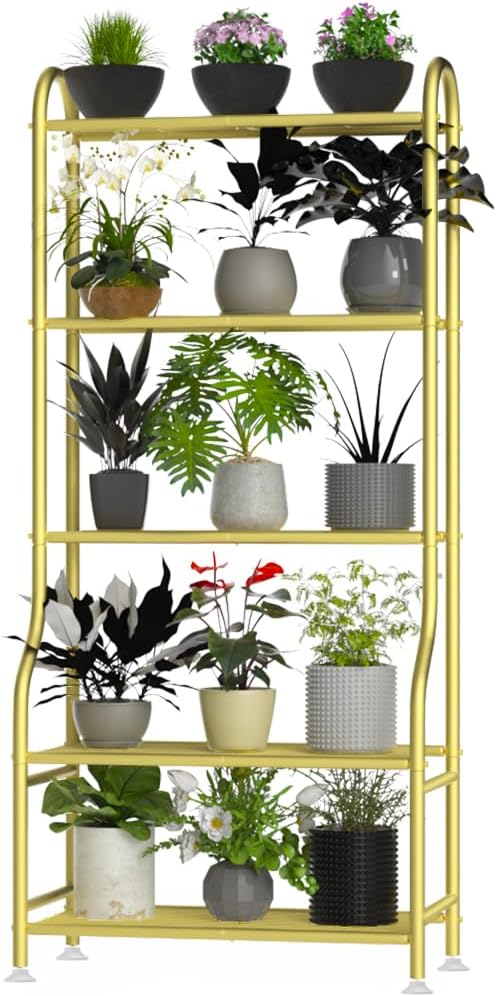 5-Tier Metal Plant Stand Indoor Outdoor, Waterproof Flower Stand by Yutrchey