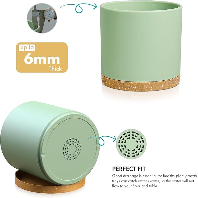 8 Inch Medium Flower Pots for Indoor Outdoor Plants, Cylinder Deep Plant Pots - Image 3