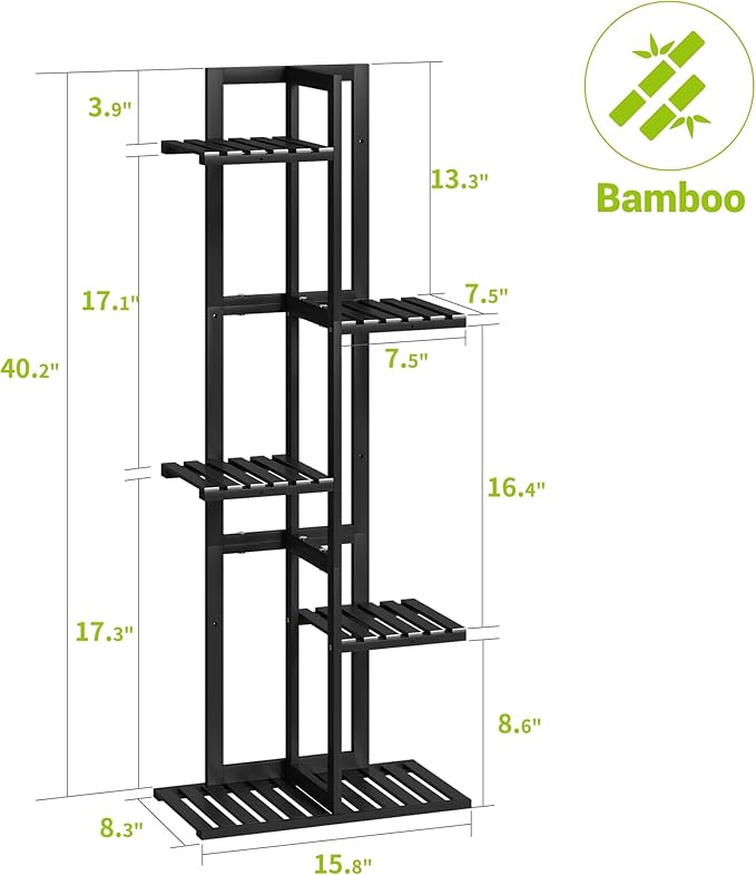 BMOSU Bamboo Plant Stand for Indoor Outdoor Plants Corner Tall Plant Shelf 6 - Image 7