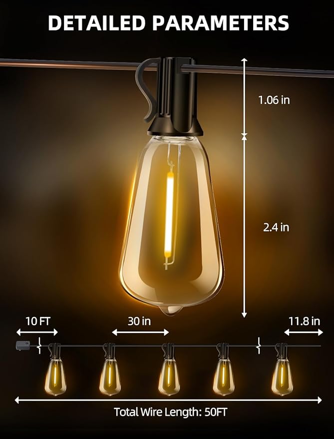 Outdoor Patio String Lights: 50Ft 15M Outside Waterproof Light - Image 8