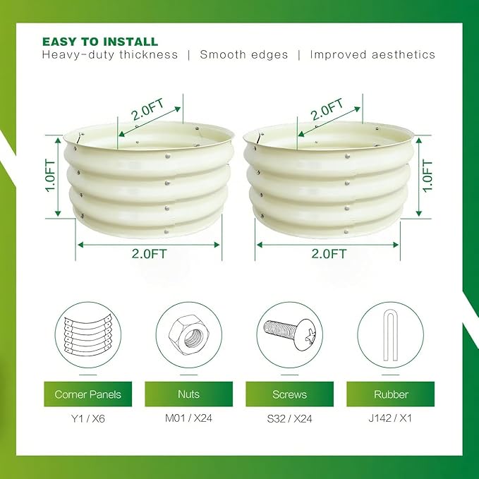 GARDMAX 2 Pack 2x2x1FT Galvanized Round Raised Garden Bed Kit, Metal Planter - Image 5