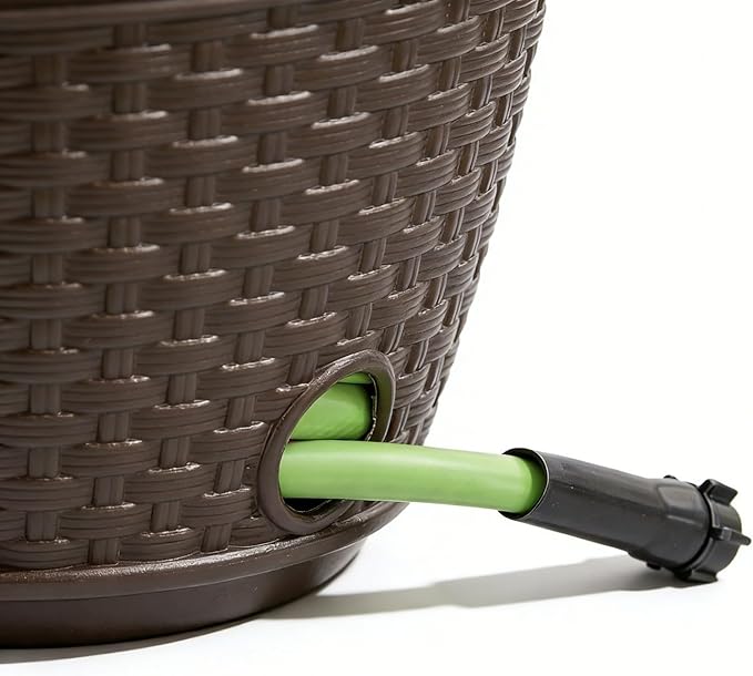Decorative Wicker Garden Hose Holder Pot - Image 4