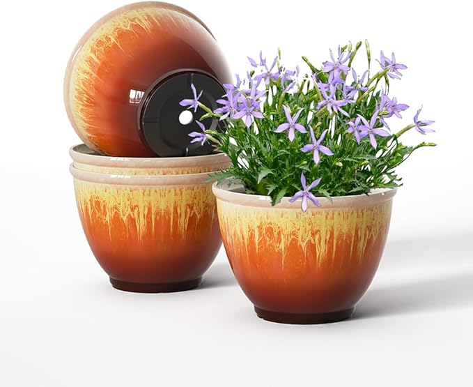 4 Pack Plastic Plant Pots Indoor by LesOasis