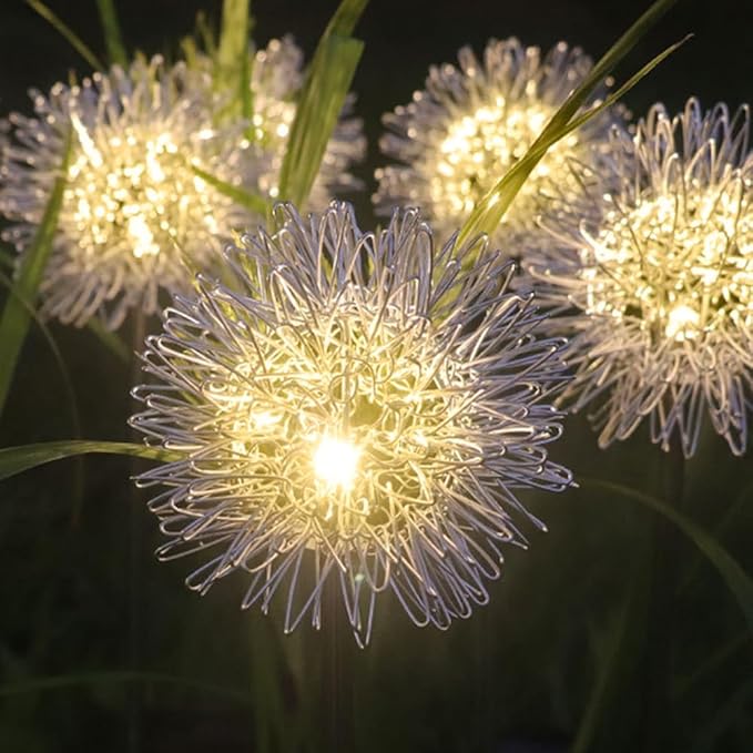 GUOCHENG Dandelion Solar Garden Lights, 4 Pack Solar Metal Dandelion Light - Image 7