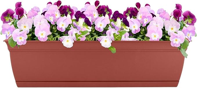 The HC Companies 24" Eclipse Plastic Window Box 7.76"x24"x6.57" in Clay Color - Image 2