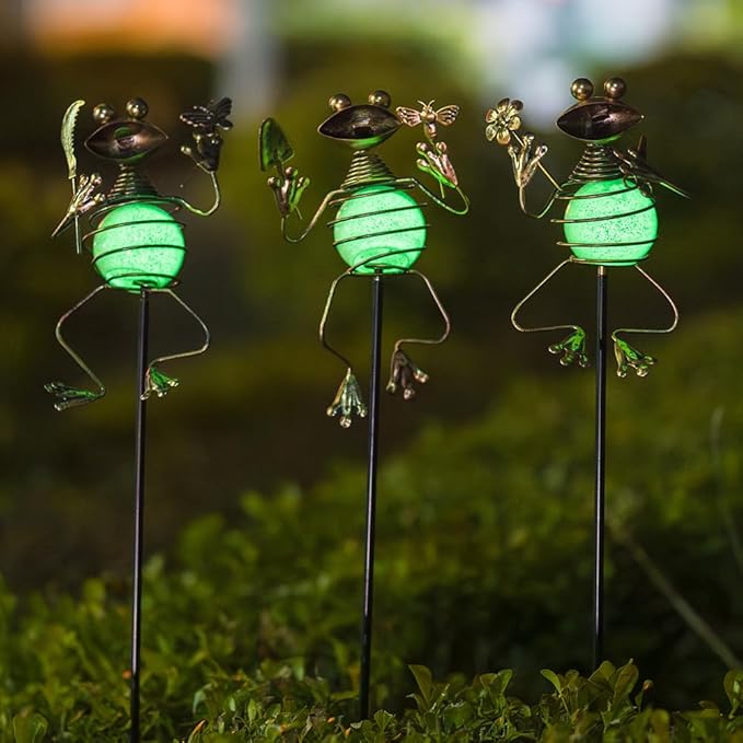 3 Pack Decorative Garden Stakes, Frog Waterproof Metal Spring Decor, Outdoor - Image 2