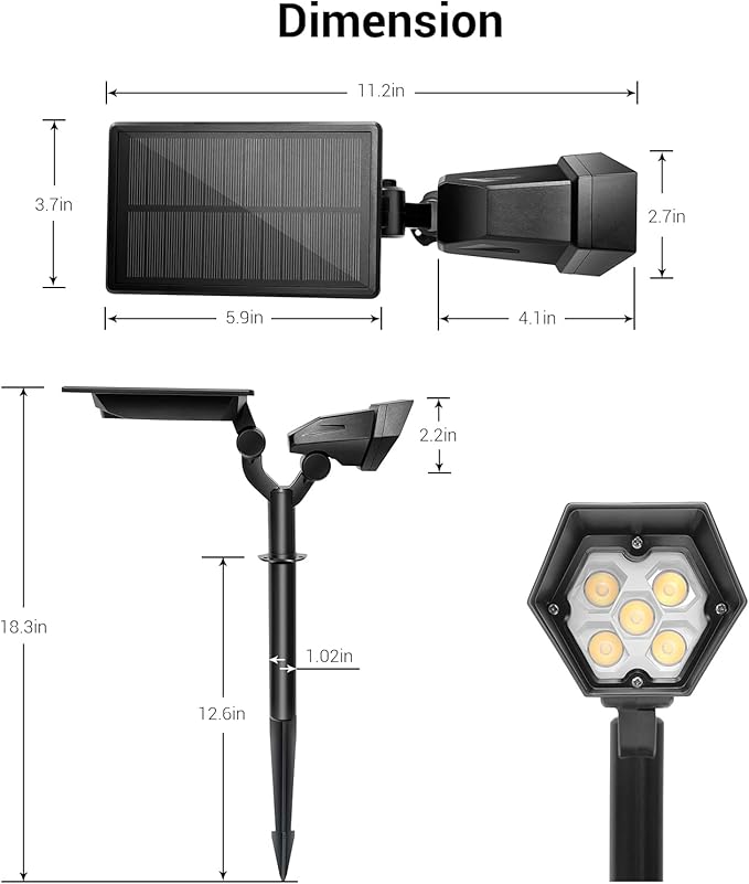 Solar Spotlights Outdoor, 4 Modes Solar Landscape Spot Light - Image 8