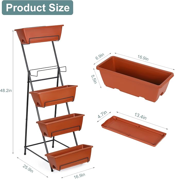 YBING Vertical Garden Bed 5 Tier Vertical Raised Garden Planter Standing Herb - Image 7