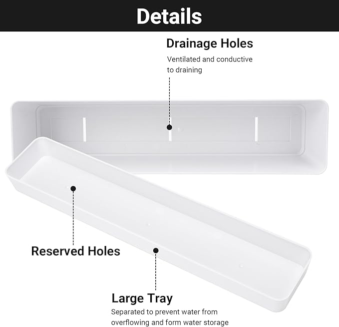 GREANER Flower Boxes, 3 Pack 12x3.8 Inch Rectangle Window Boxes, Herb Planters - Image 3