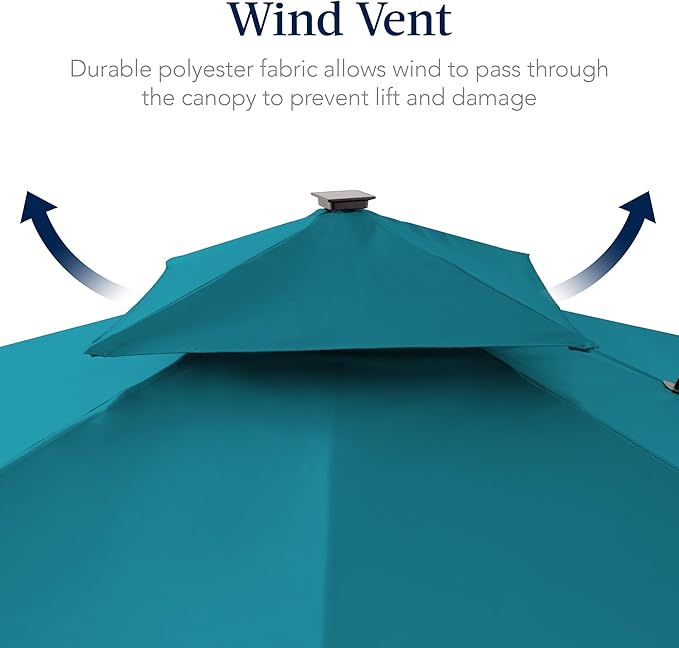 Best Choice Products 9x12ft LED Cantilever Patio Umbrella w/Base Included & - Image 7