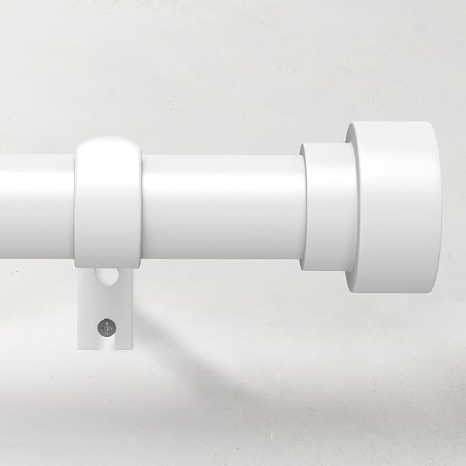 Curtain Rods for Windows 48 to 84, 1 Inch Adjustable White Heavy Duty Long by TimeForest