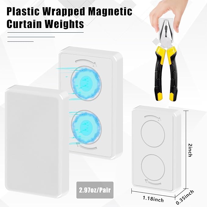 18pcs Outdoor Curtain Weights, Plastic Wrapped Magnetic Drapery Weights - Image 2