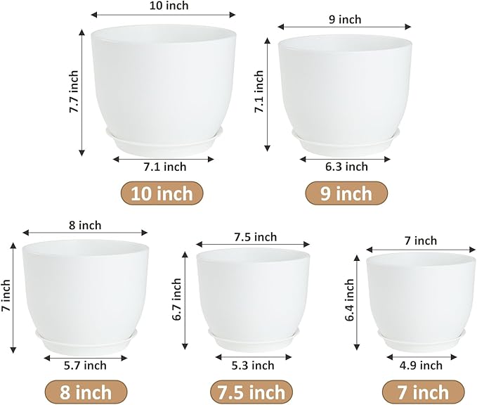 Plant Pots 10/9/8/7.5/7 inch Flower Pots - Image 2