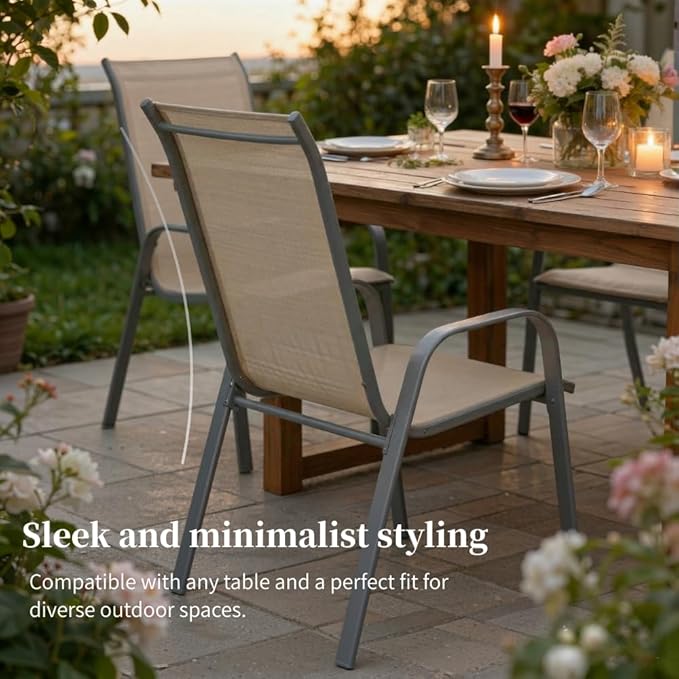 MAMIZO Patio Dining Chairs, Stackable All Weather Teslin Chair, Heavy Duty - Image 7