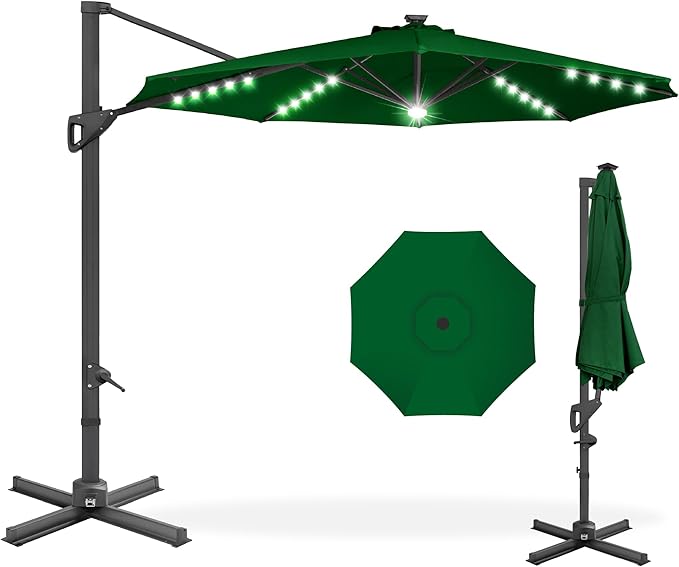 Best Choice Products 10ft Solar LED Cantilever Patio Umbrella, 360-Degree by BestChoiceProducts