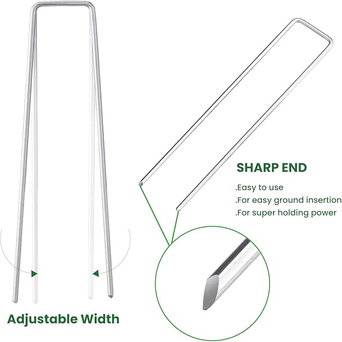 6 Inches Heavy Duty Galvanized Steel Garden Stakes Staples Securing Pegs - Image 3