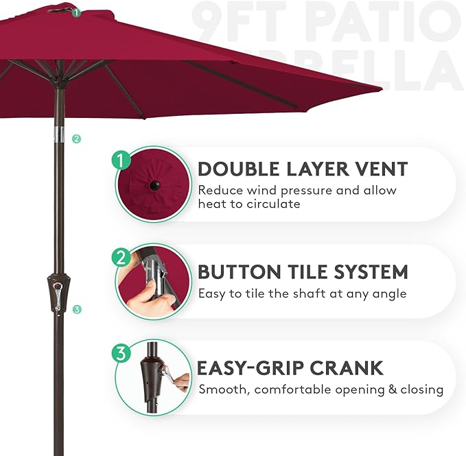JEAREY 9FT Outdoor Patio Umbrella Outdoor Table Umbrella - Image 2