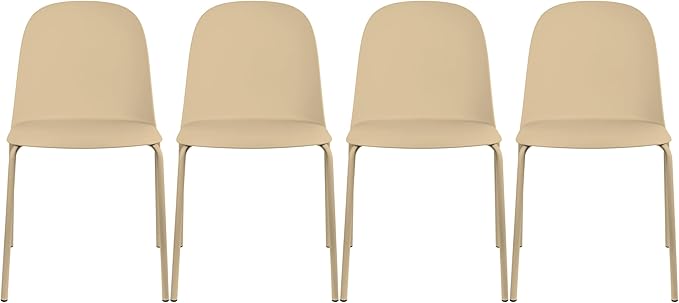 2xhome Set of 4 Modern Stackable Armless Dining Chairs | Plastic Shell Seat by 2xhome