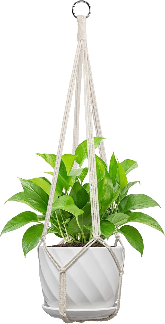 Macrame Plant Hanger, Fits 4-13 Inch Pots, Boho Hanging Plant Holder by IDEEEPAN
