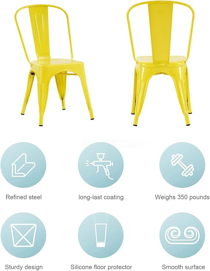 Nazhura Metal Dining Chair Farmhouse Tolix Style - Image 4